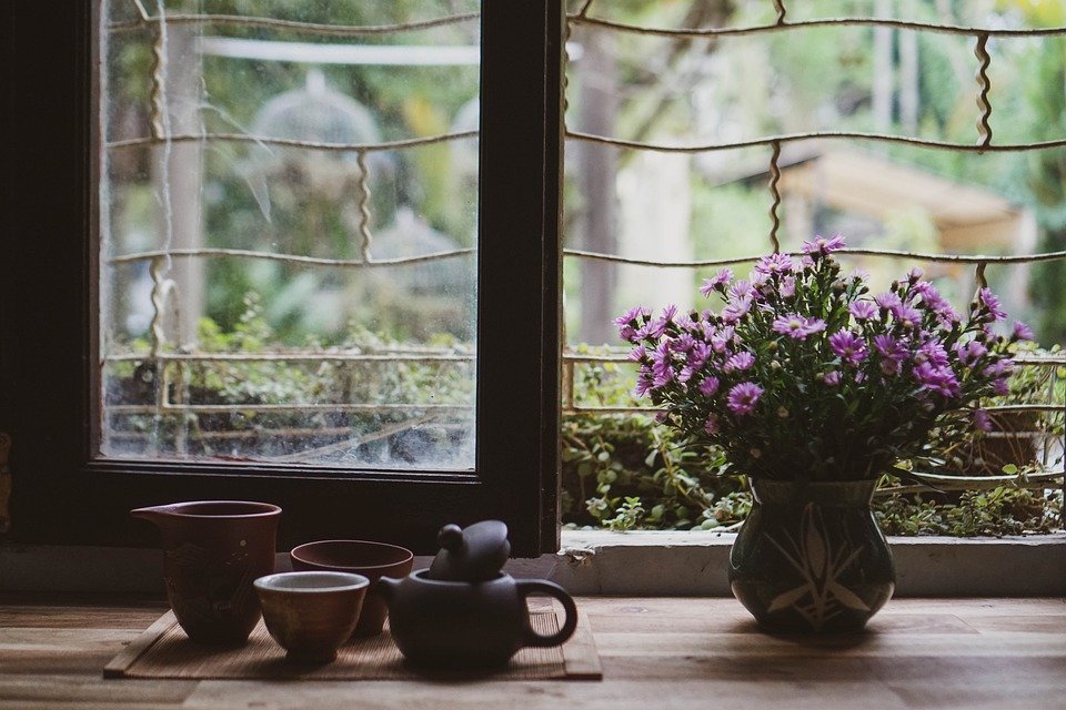 茶, 茶杯, 鲜花, 花瓶, 茶壶, 杯, 茶道, 灾难, 装修, 窗口